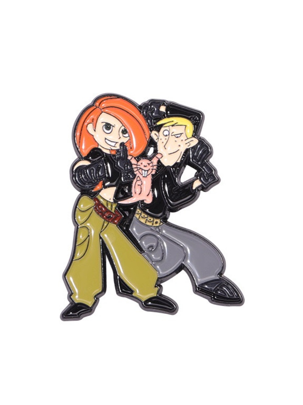 Retro Spy Duo Enamel Pin – Action Hero Partners with Pink Cat